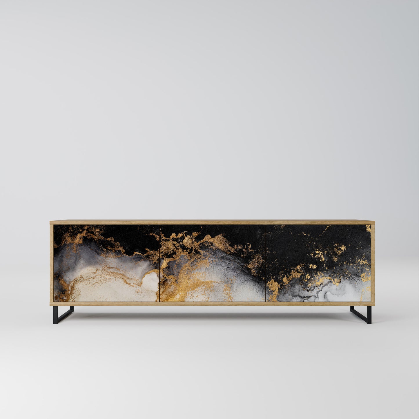 MARBLE OF TOMMORROW 3-Door TV Stand in Oak Effect