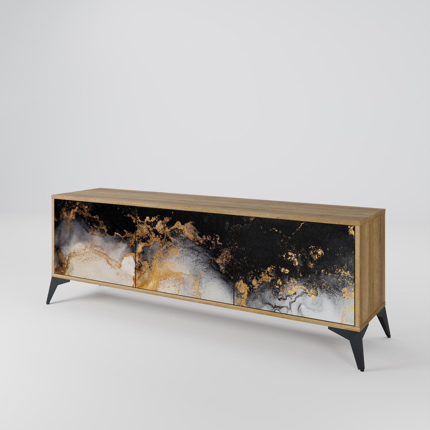 MARBLE OF TOMMORROW 3-Door TV Stand in Oak Effect