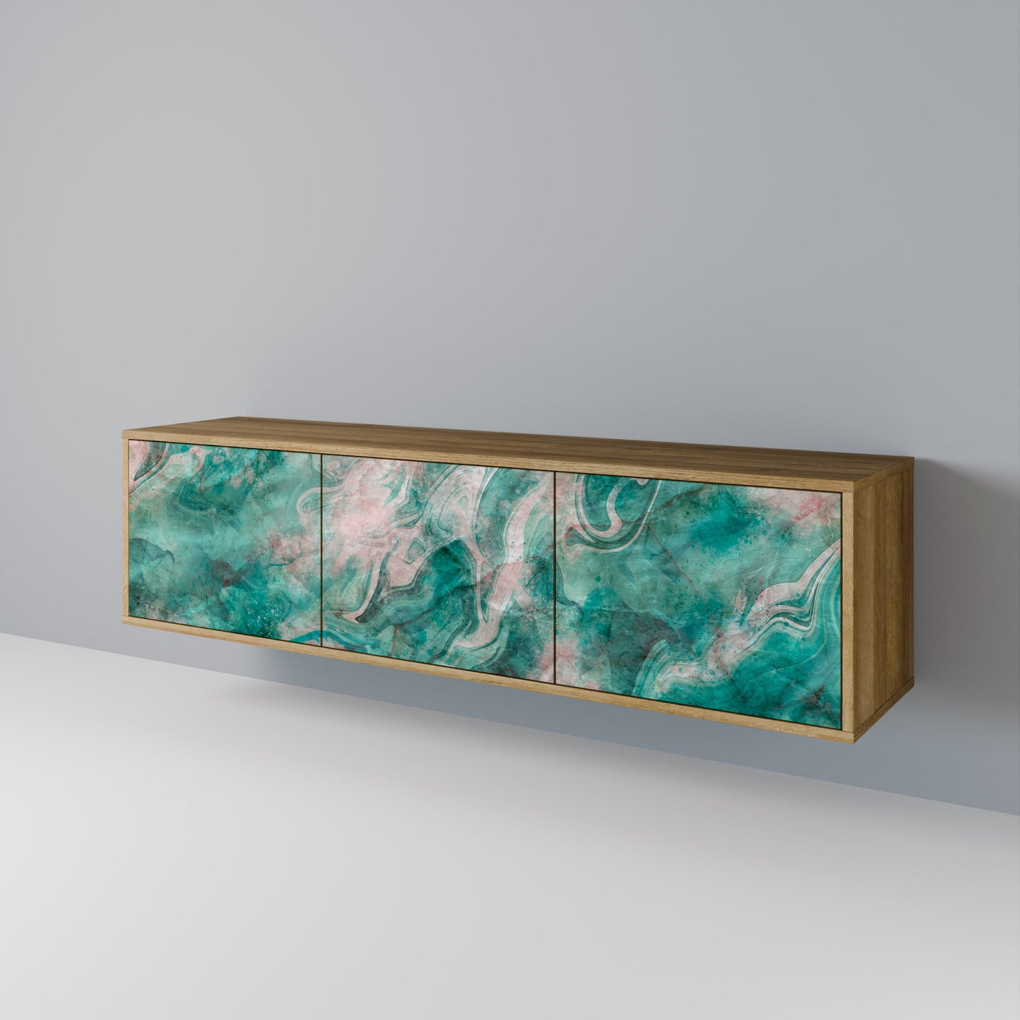 ABSTRACT ALCHEMY 3-Door TV Stand in Oak Effect