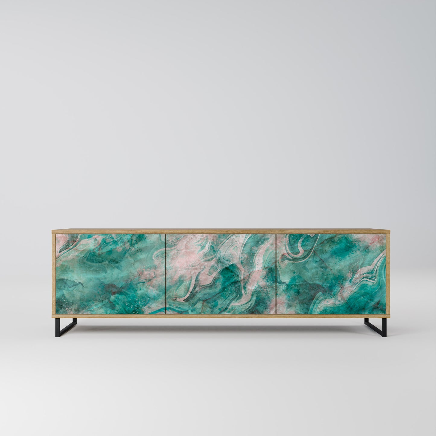 ABSTRACT ALCHEMY 3-Door TV Stand in Oak Effect