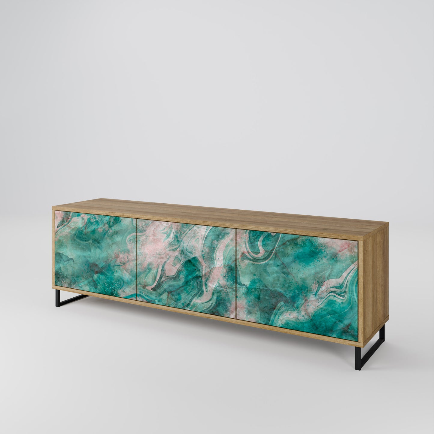 ABSTRACT ALCHEMY 3-Door TV Stand in Oak Effect