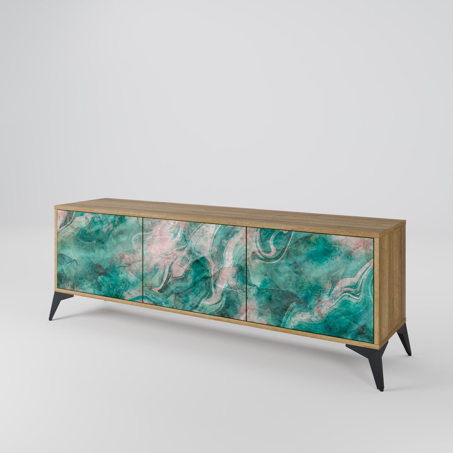ABSTRACT ALCHEMY 3-Door TV Stand in Oak Effect