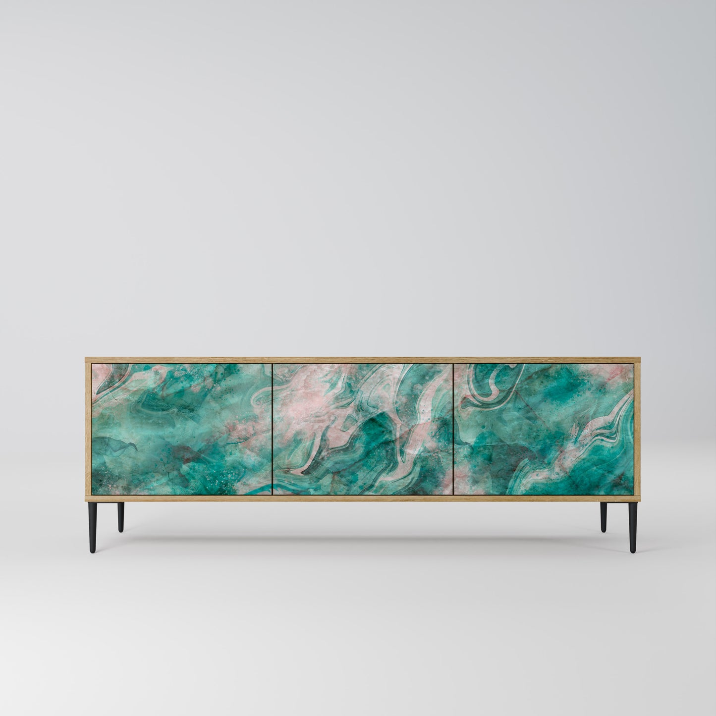ABSTRACT ALCHEMY 3-Door TV Stand in Oak Effect