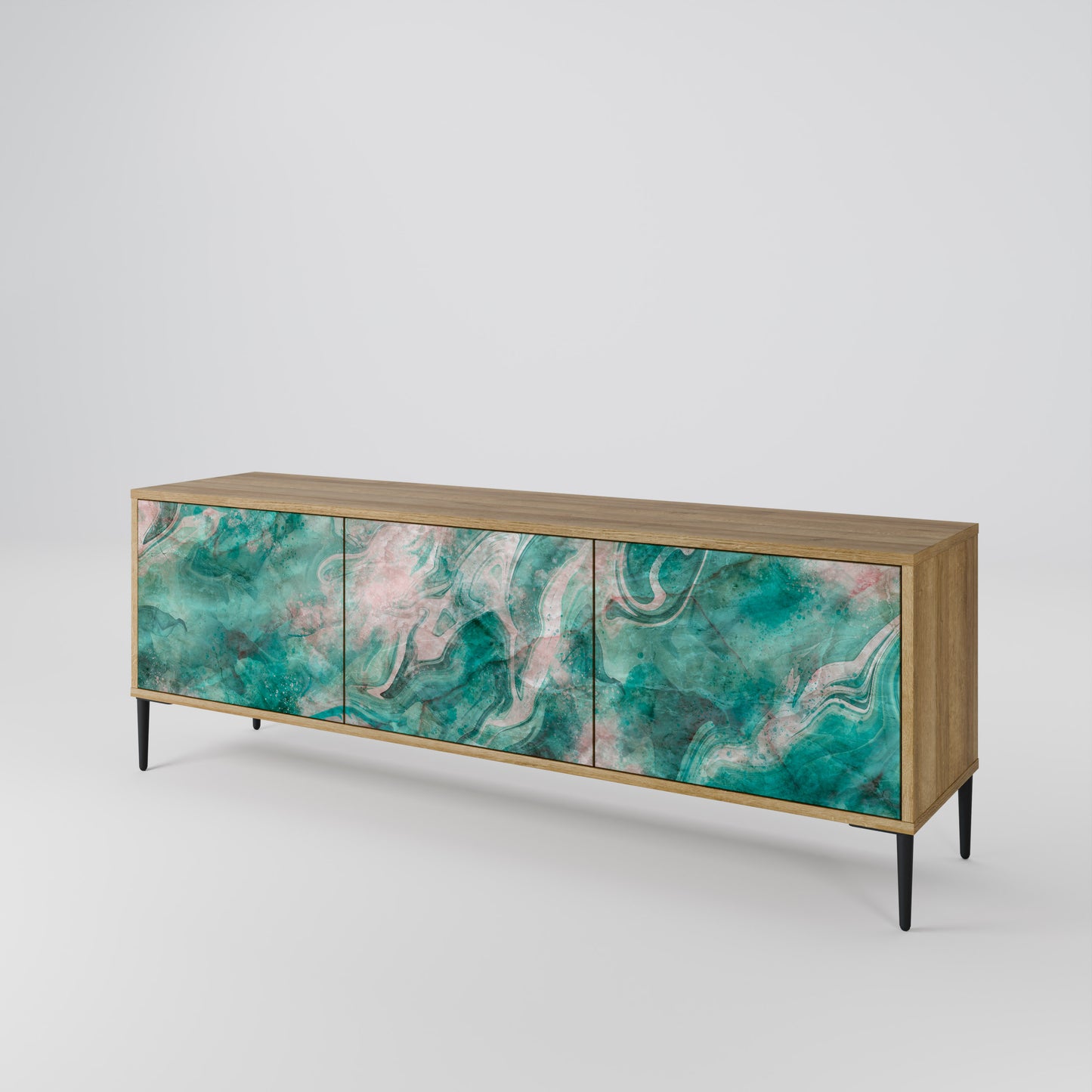 ABSTRACT ALCHEMY 3-Door TV Stand in Oak Effect
