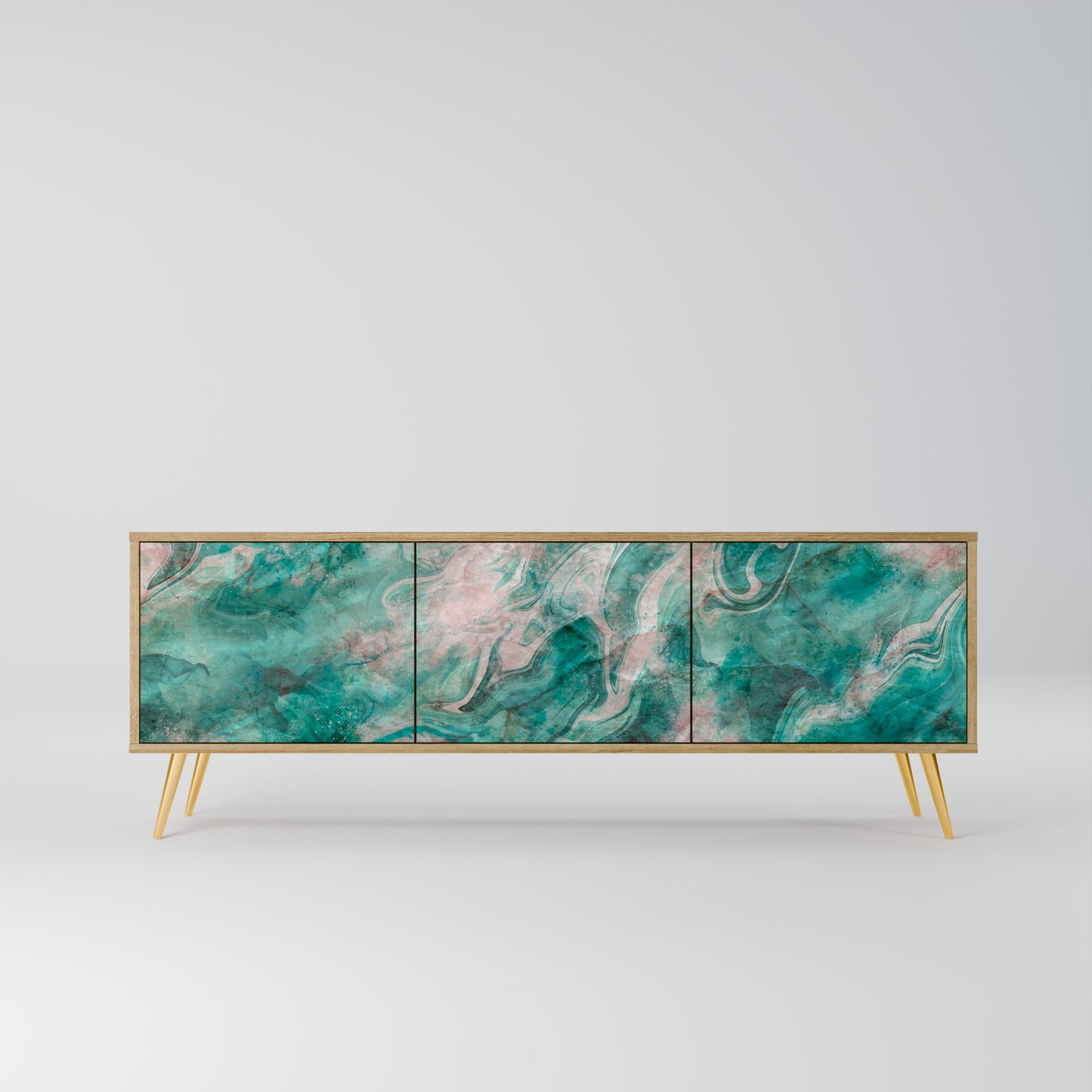 ABSTRACT ALCHEMY 3-Door TV Stand in Oak Effect