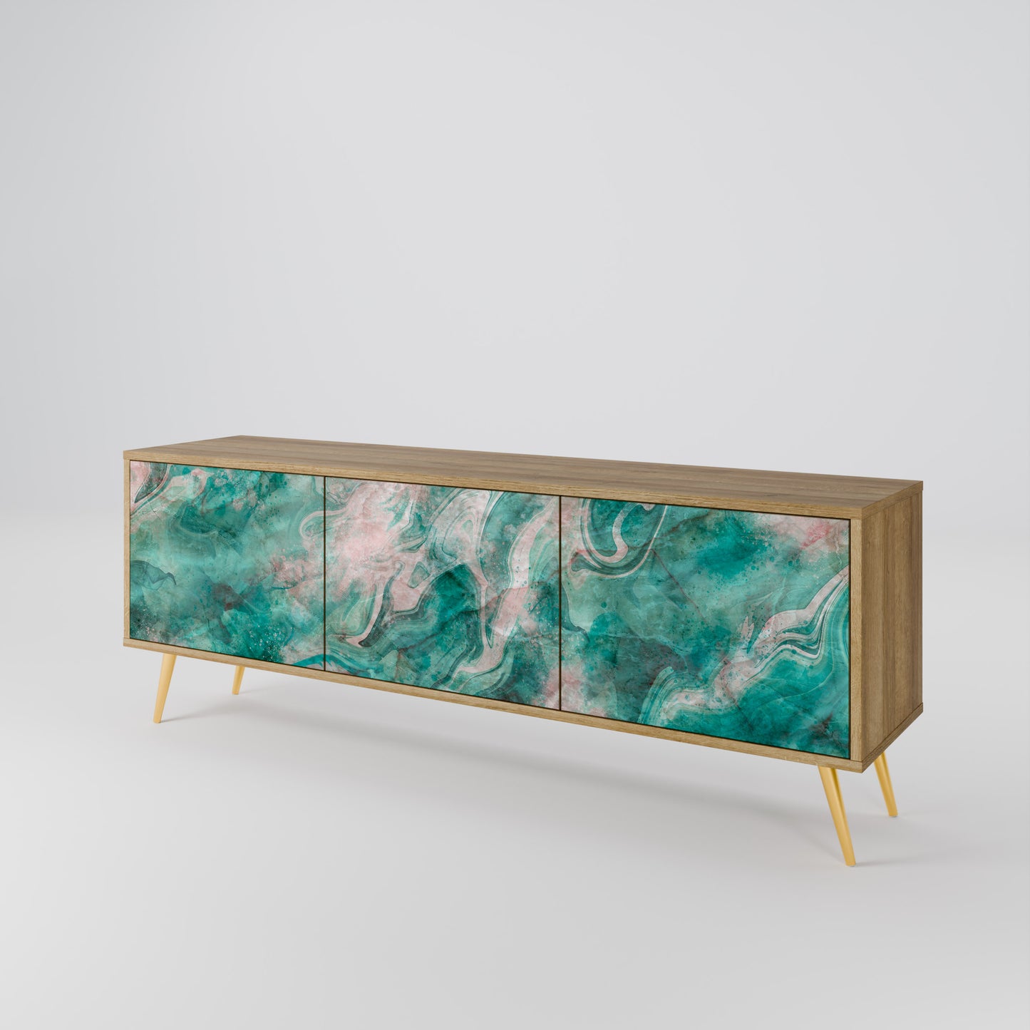 ABSTRACT ALCHEMY 3-Door TV Stand in Oak Effect