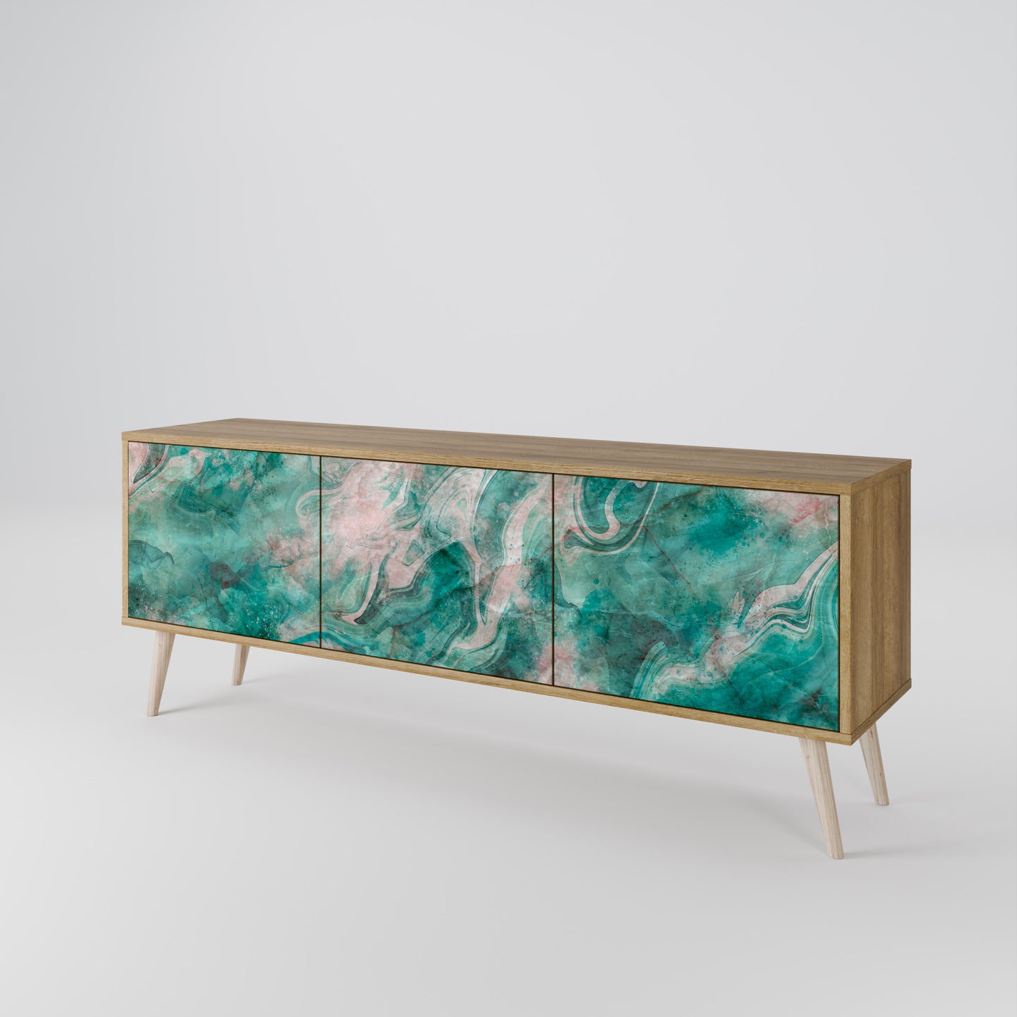 ABSTRACT ALCHEMY 3-Door TV Stand in Oak Effect