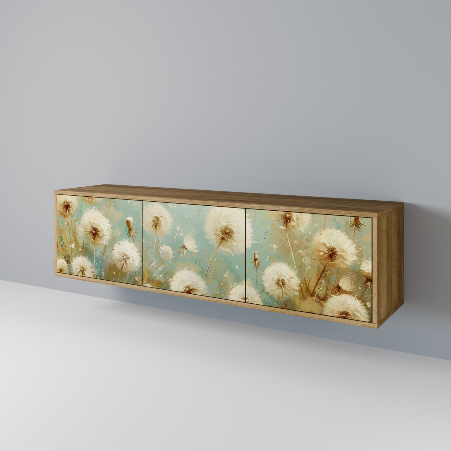 DREAMY MEADOW TV-bänk med 3 dörrar i ekeffekt