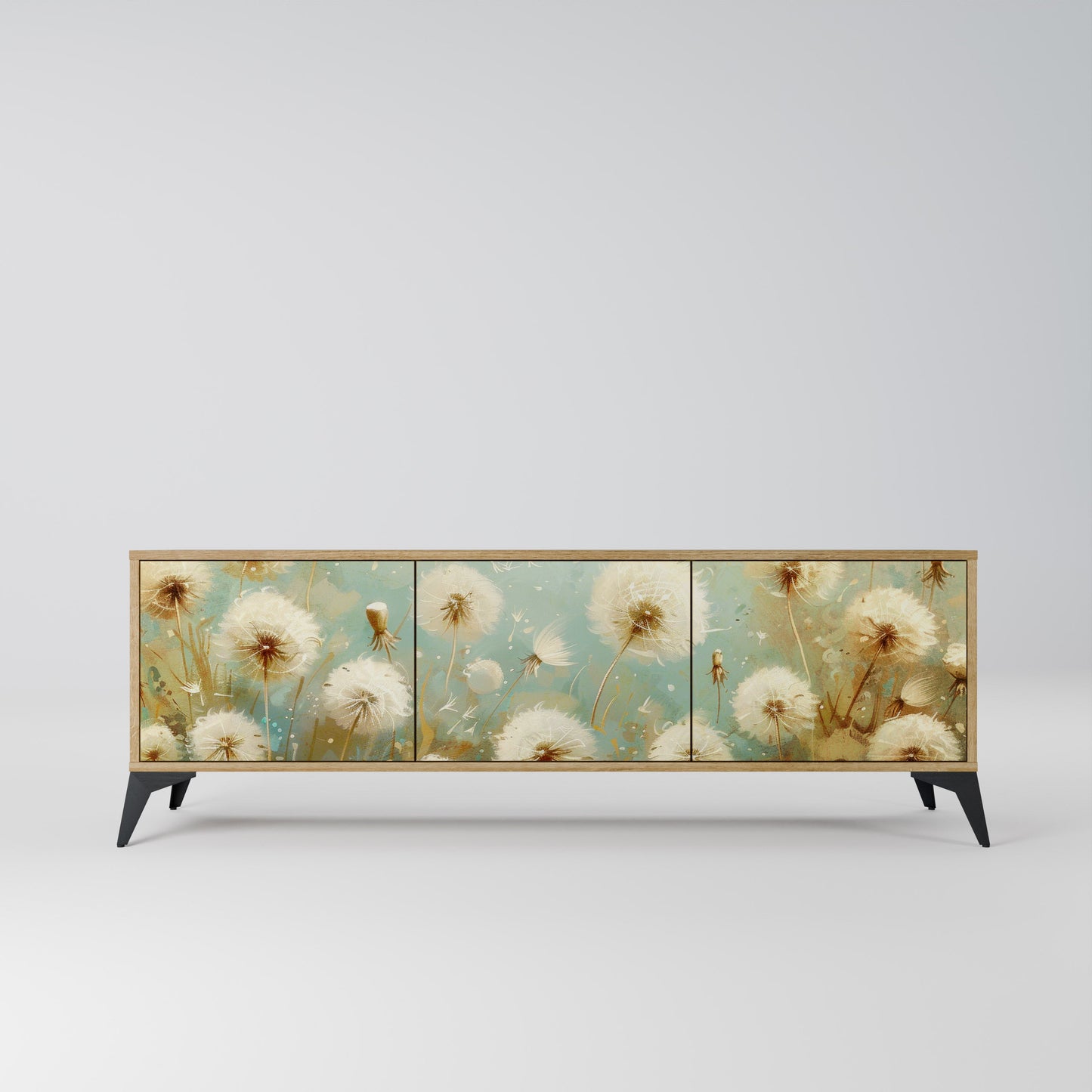 DREAMY MEADOW TV-bänk med 3 dörrar i ekeffekt