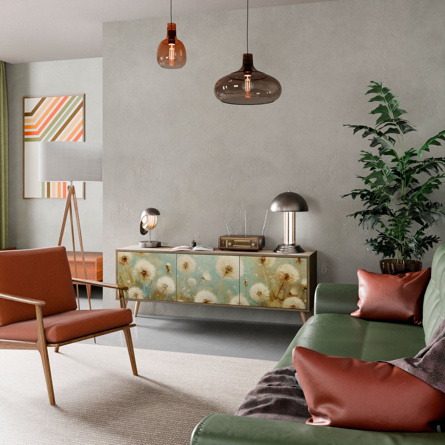 DREAMY MEADOW TV-bänk med 3 dörrar i ekeffekt