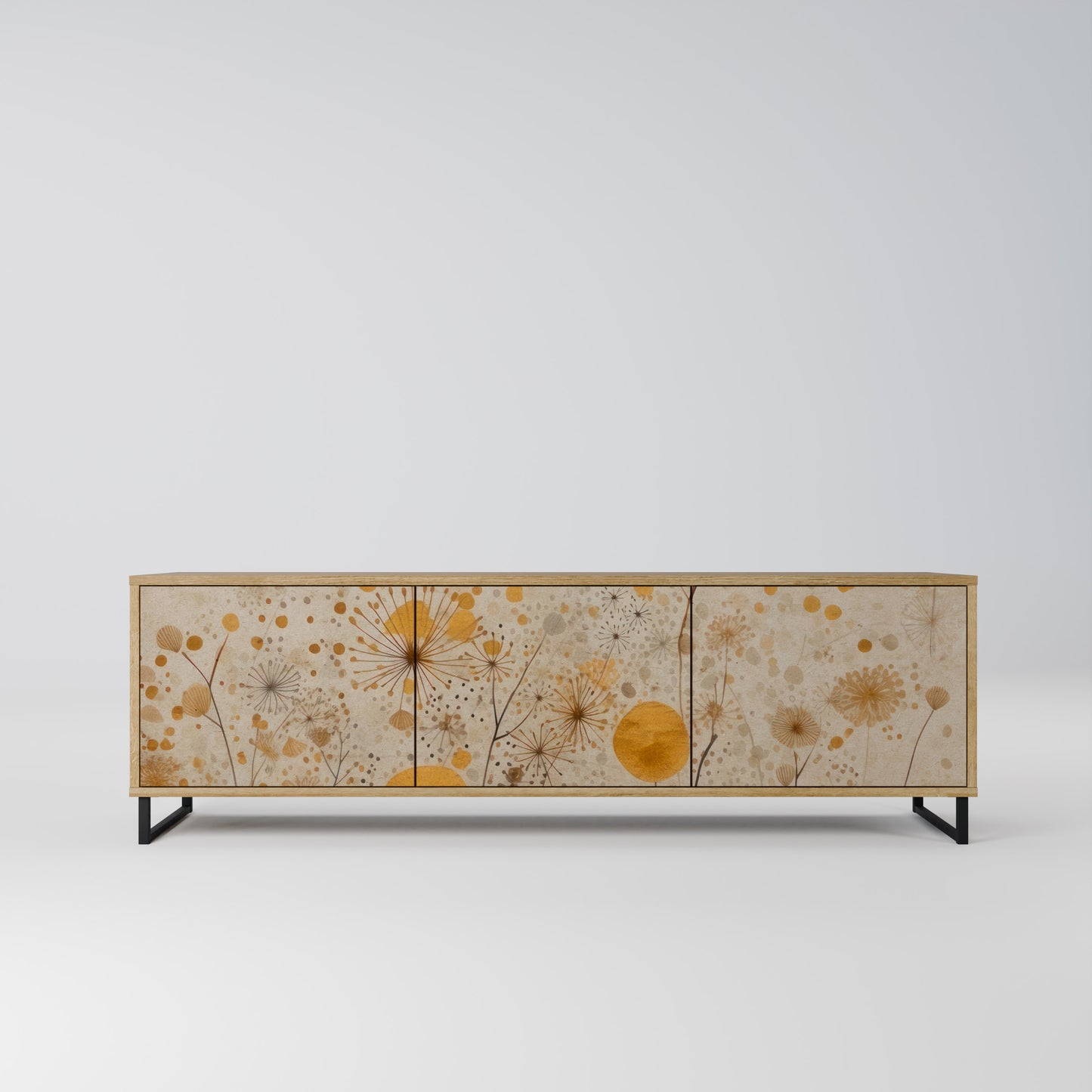 MORNING GLADE 3-Door TV Stand in Oak Effect