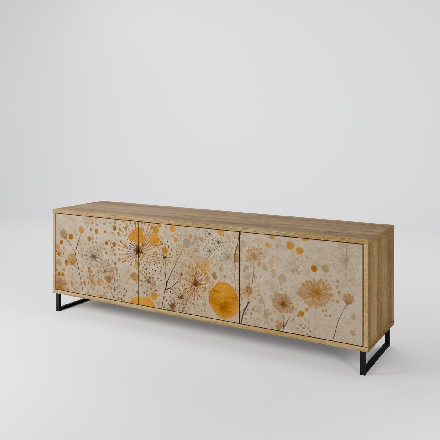 MORNING GLADE 3-Door TV Stand in Oak Effect