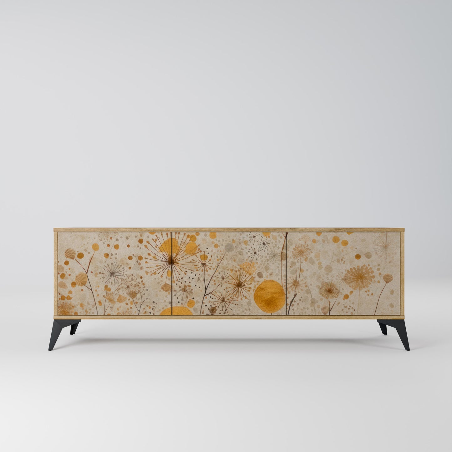 MORNING GLADE 3-Door TV Stand in Oak Effect