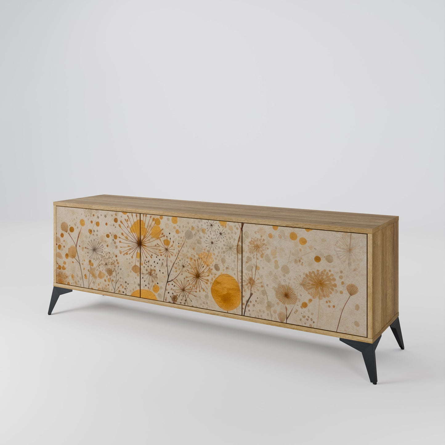 MORNING GLADE 3-Door TV Stand in Oak Effect