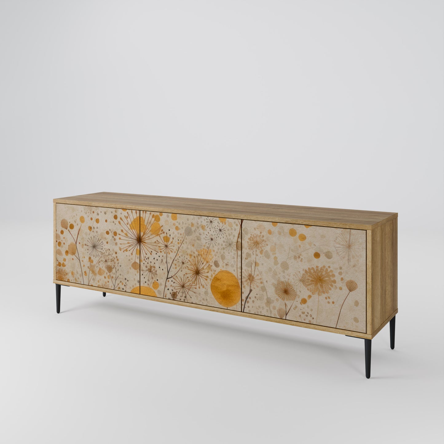 MORNING GLADE 3-Door TV Stand in Oak Effect