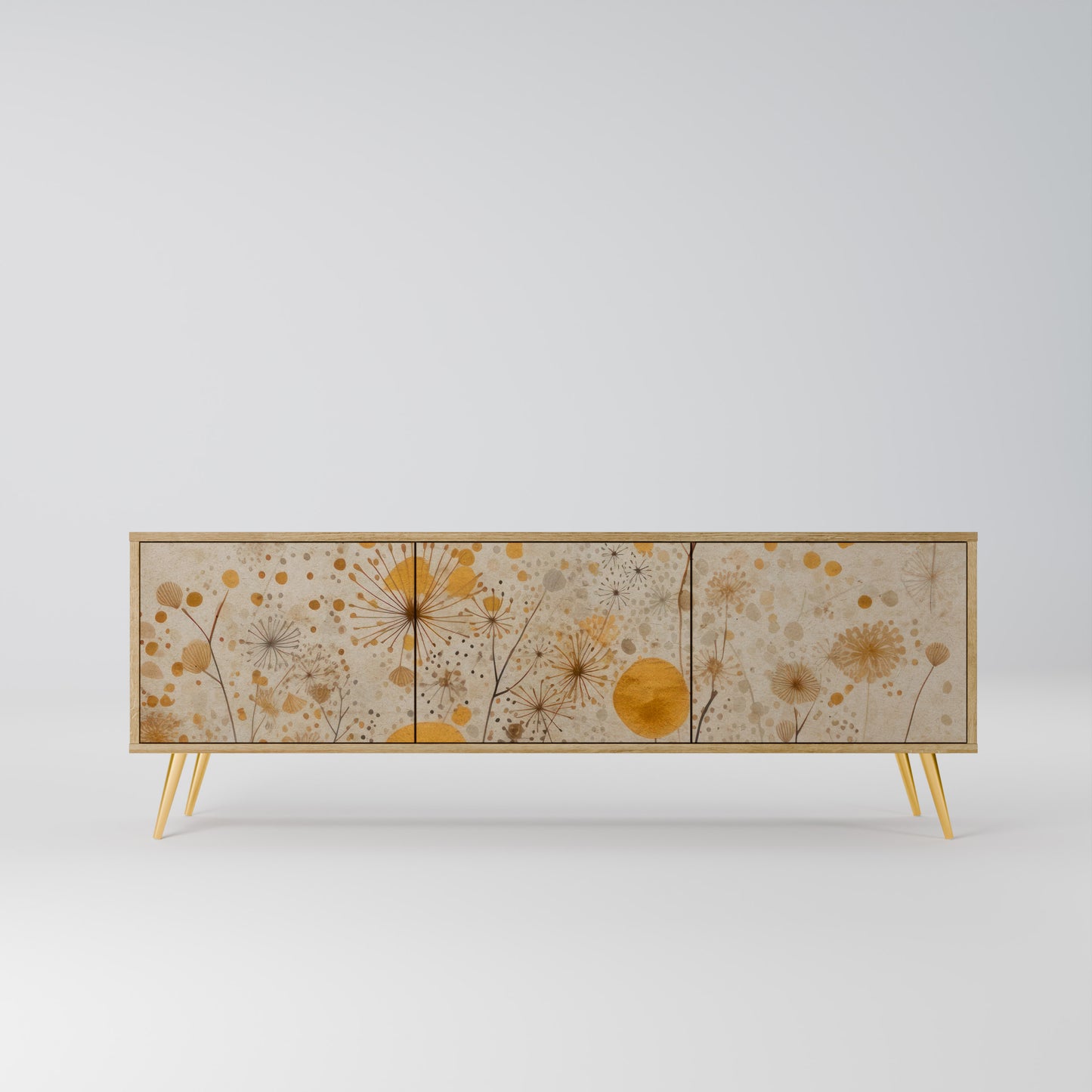 MORNING GLADE 3-Door TV Stand in Oak Effect