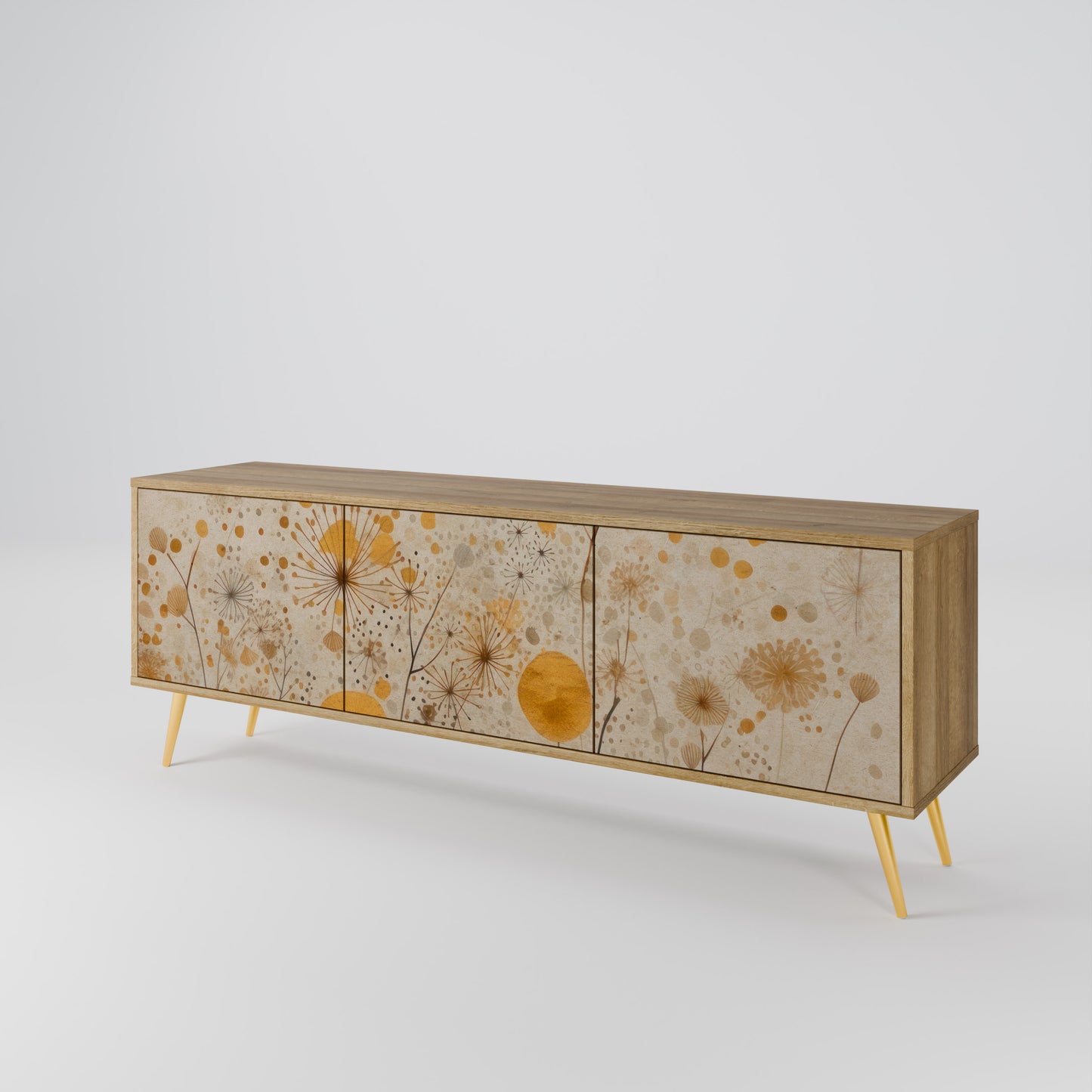 MORNING GLADE 3-Door TV Stand in Oak Effect