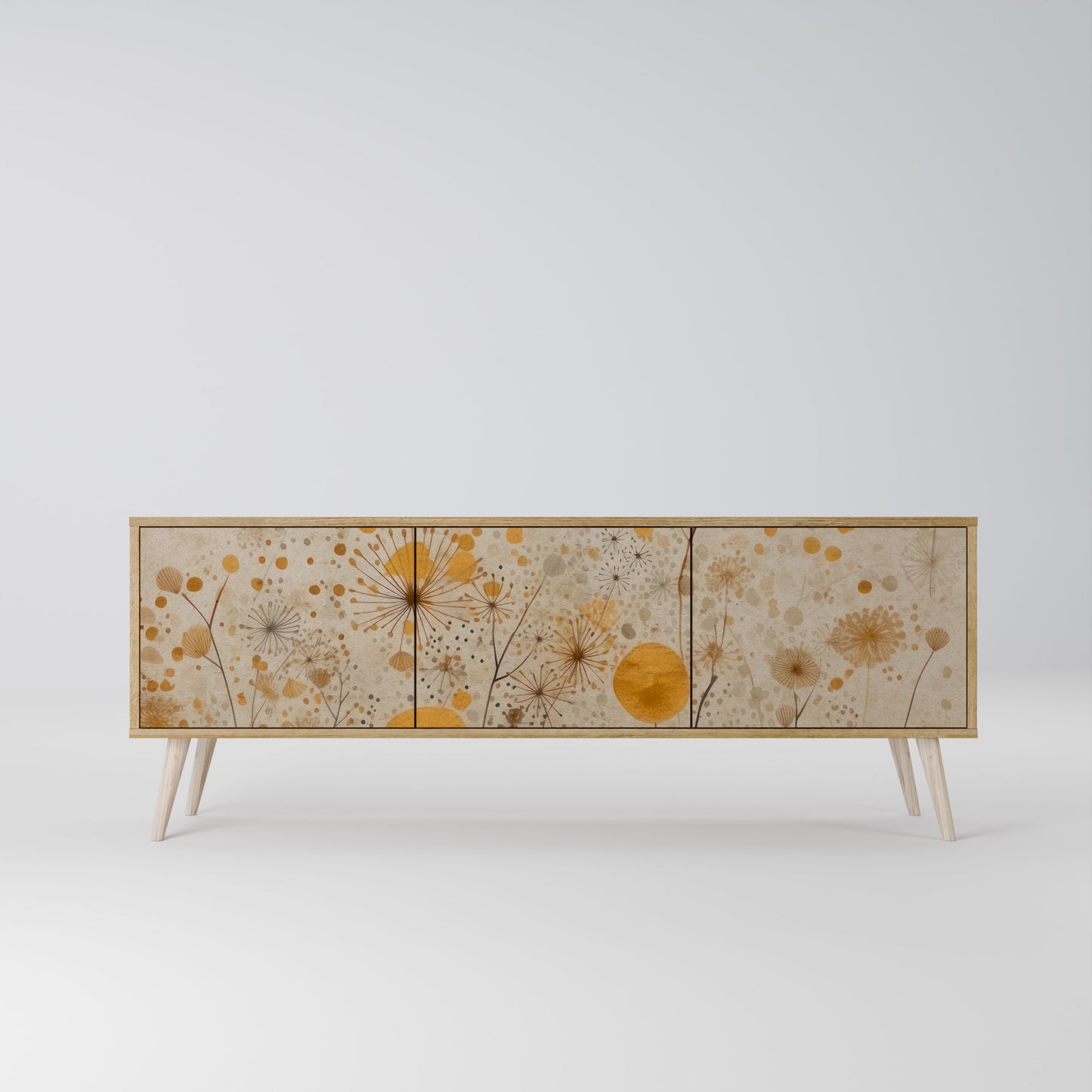 MORNING GLADE 3-Door TV Stand in Oak Effect