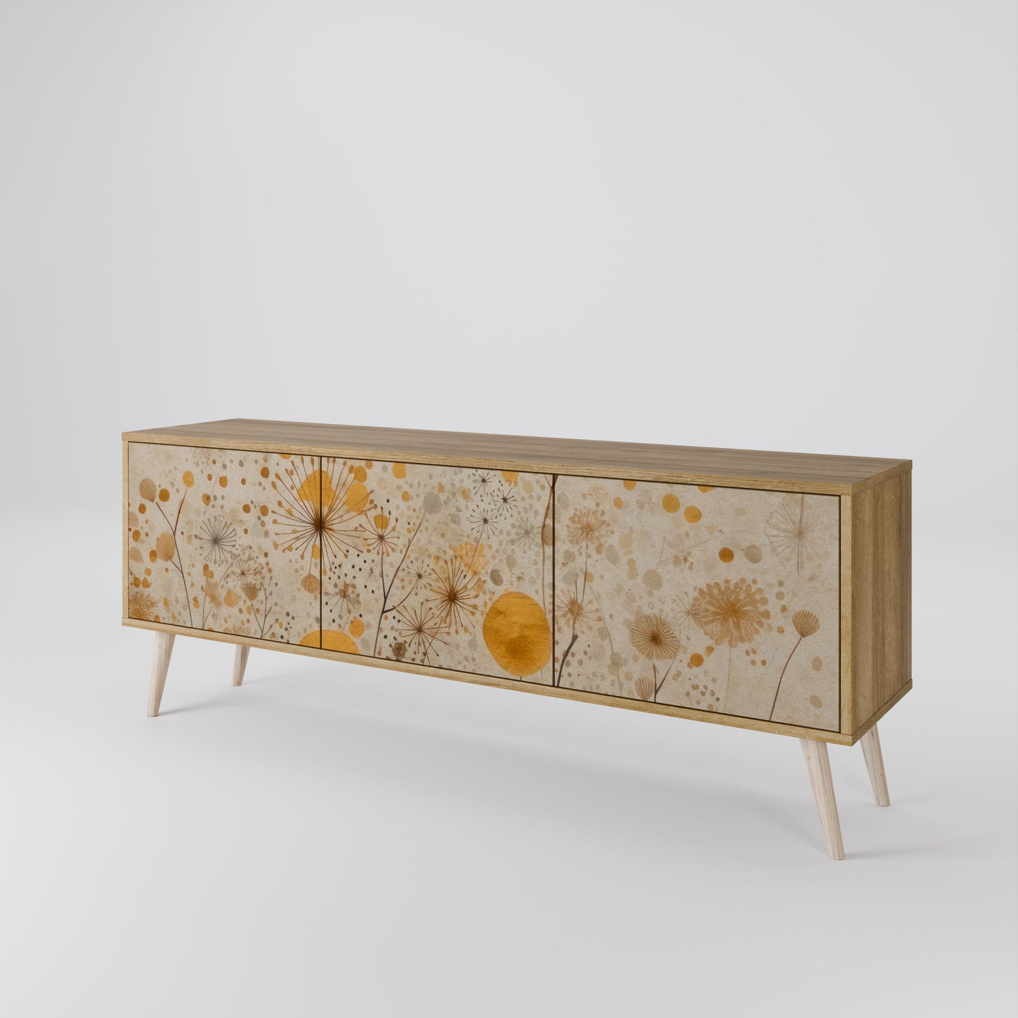 MORNING GLADE 3-Door TV Stand in Oak Effect