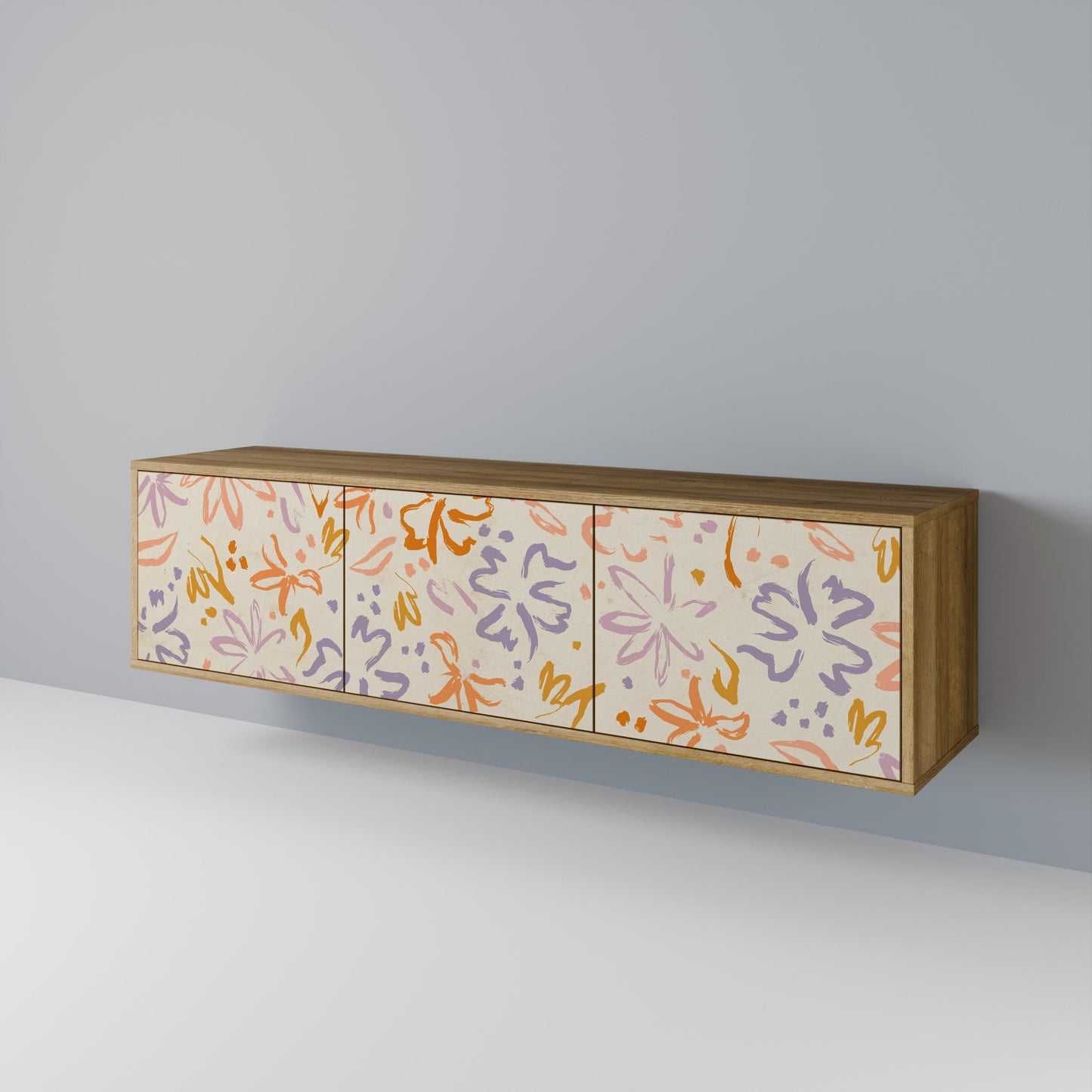SPRING WHIMSY TV-bänk med 3 dörrar i ekeffekt