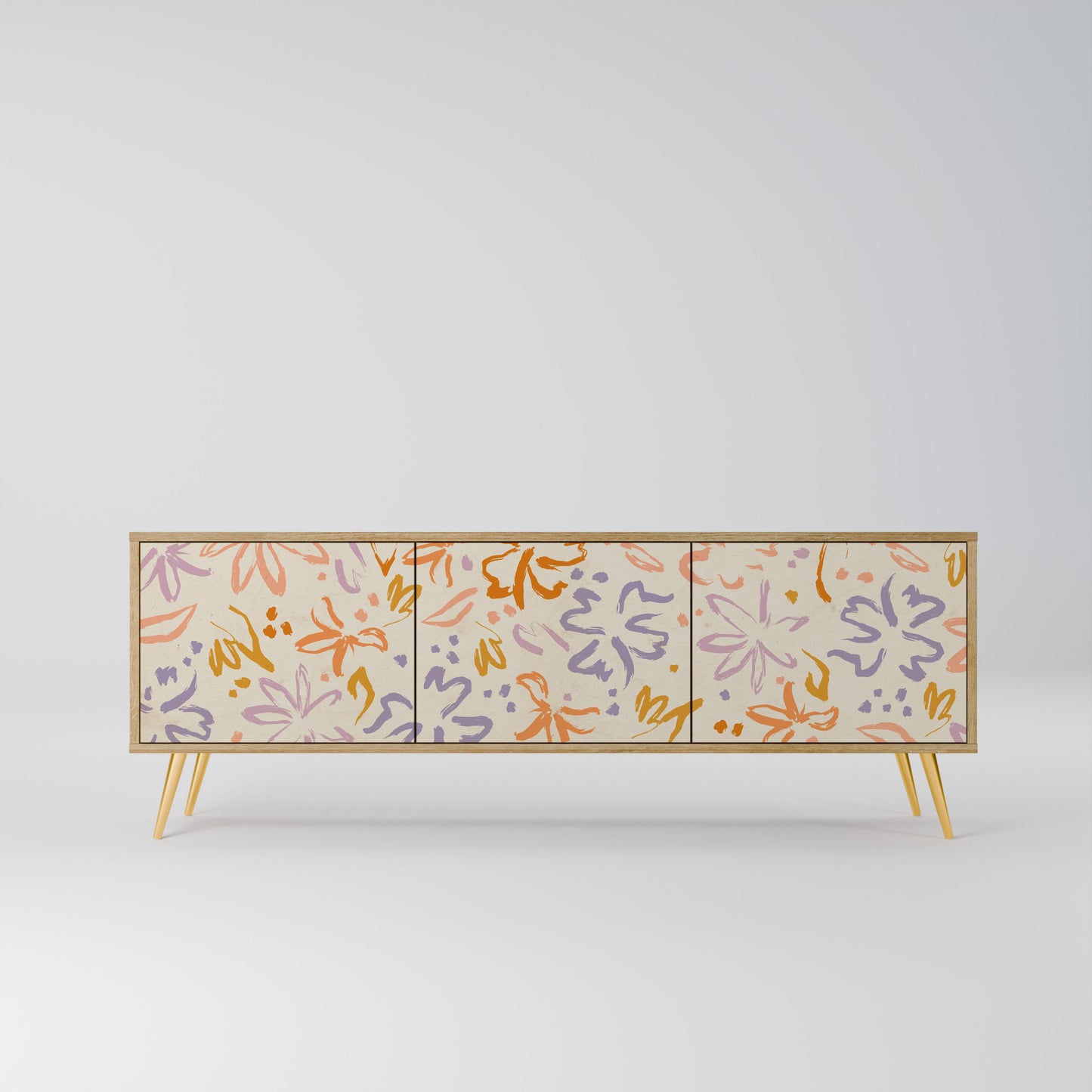 SPRING WHIMSY TV-bänk med 3 dörrar i ekeffekt
