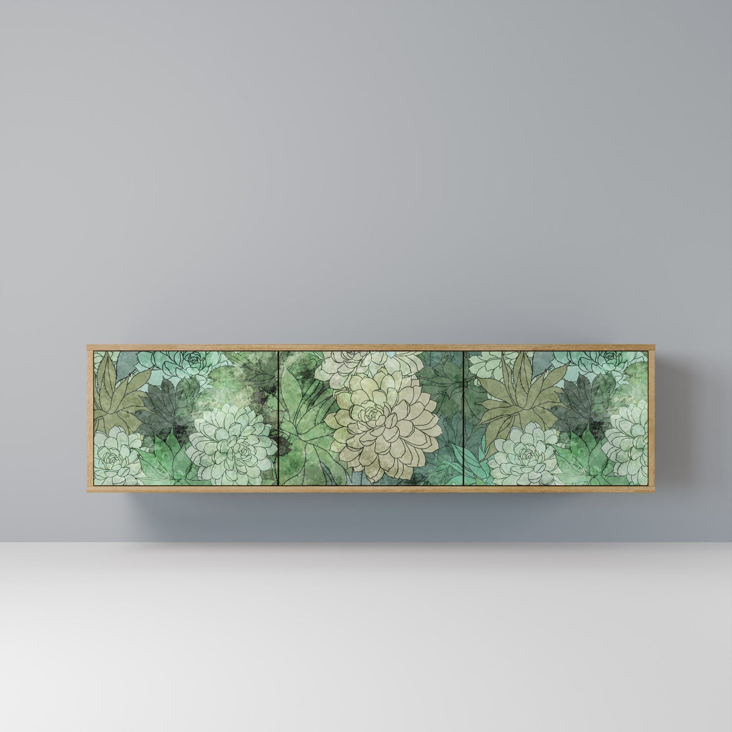 SUCCULENT CLUSTER TV-bänk med 3 dörrar i ekeffekt