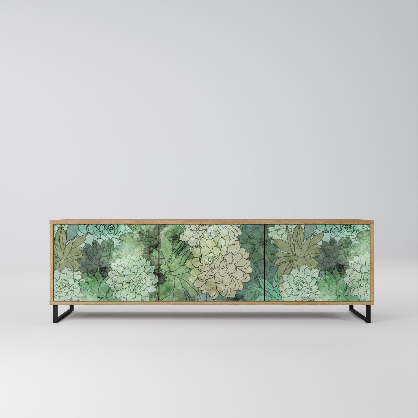 SUCCULENT CLUSTER TV-bänk med 3 dörrar i ekeffekt