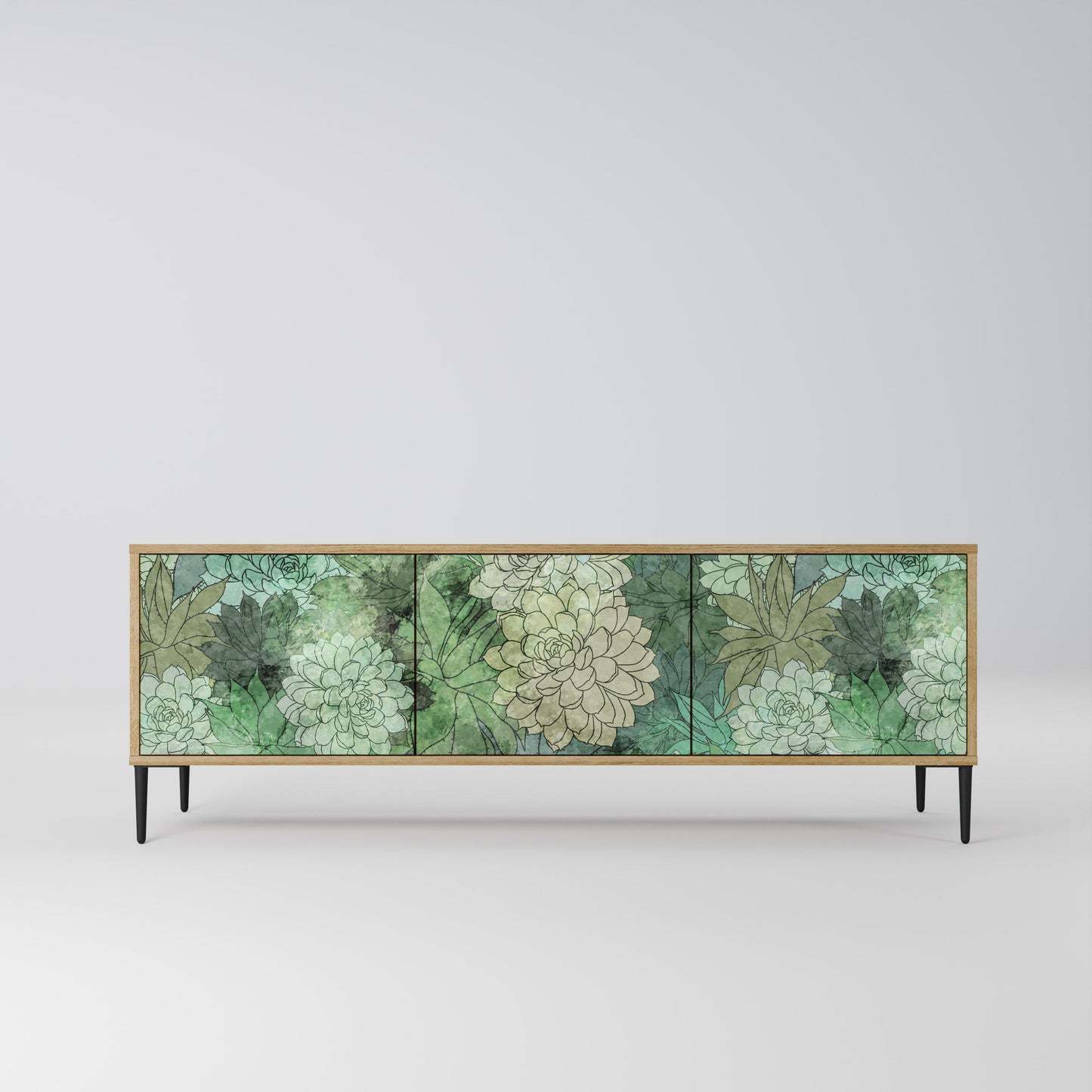 SUCCULENT CLUSTER TV-bänk med 3 dörrar i ekeffekt