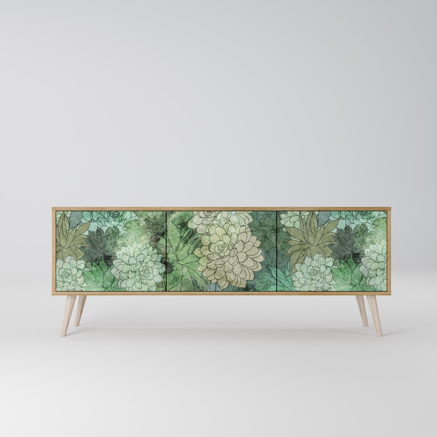 SUCCULENT CLUSTER TV-bänk med 3 dörrar i ekeffekt