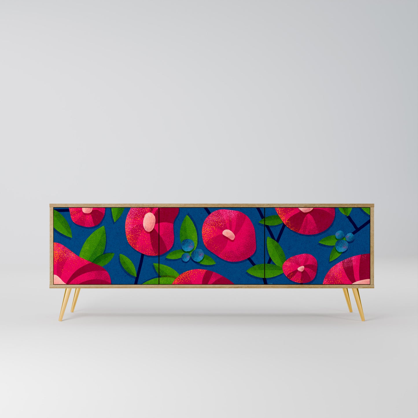 SPRING THOUGHTS 3-Door TV Stand in Oak Effect