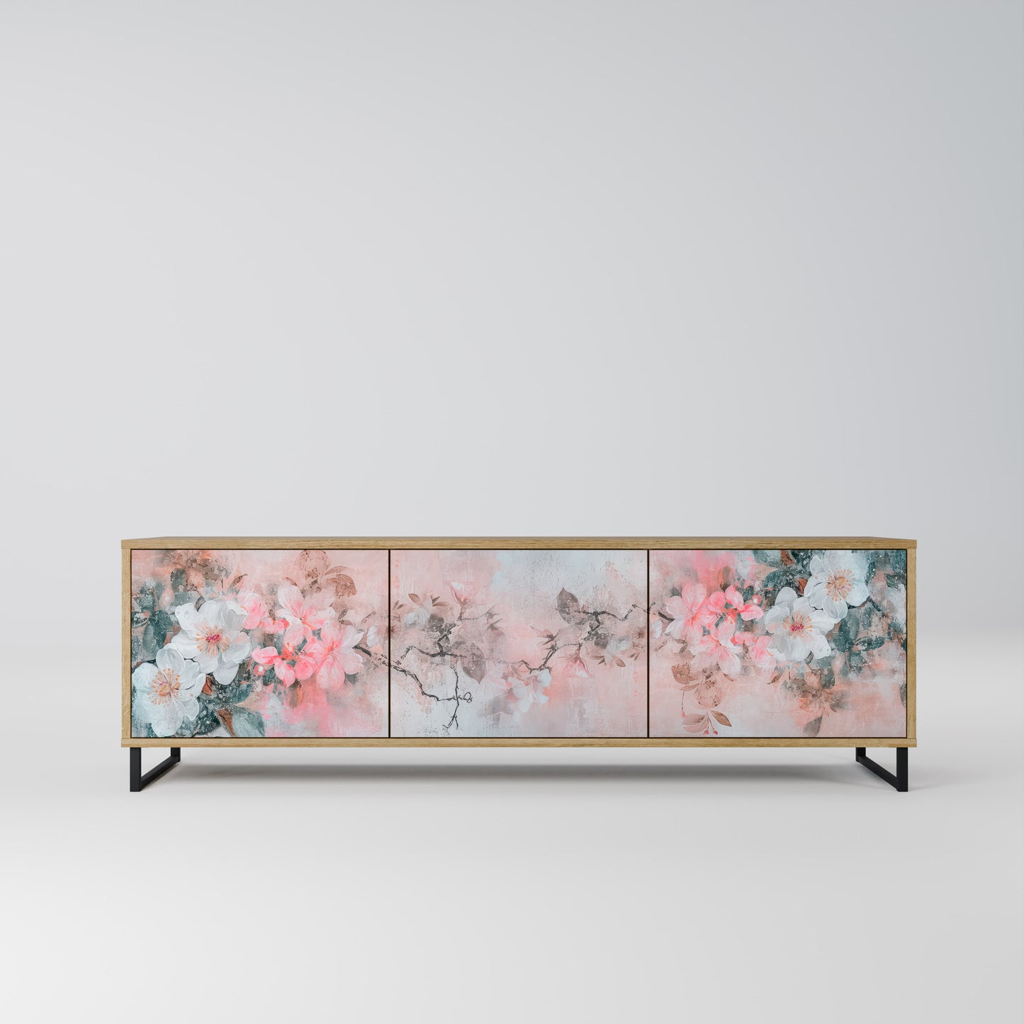 CHERRY BLOSSOM 3-Door TV Stand in Oak Effect