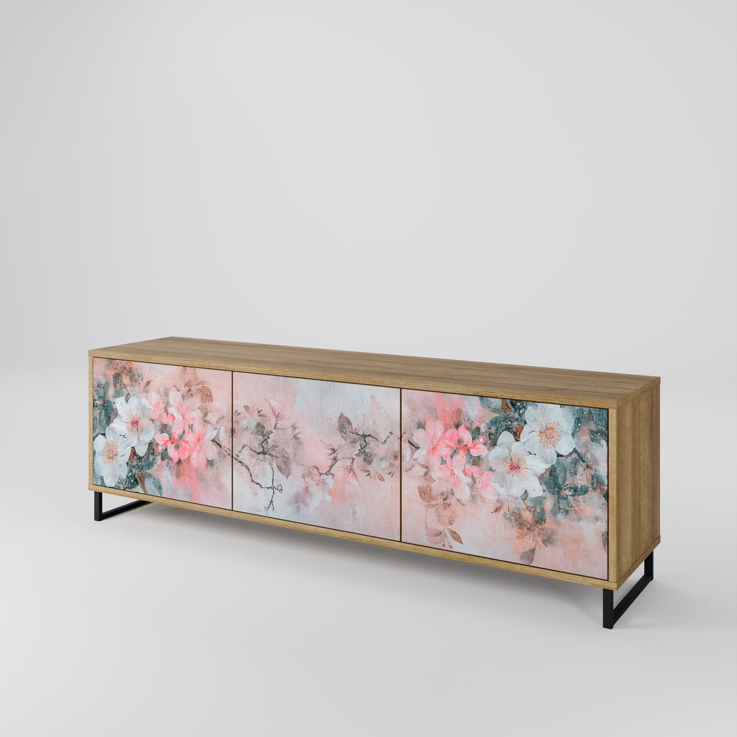 CHERRY BLOSSOM 3-Door TV Stand in Oak Effect
