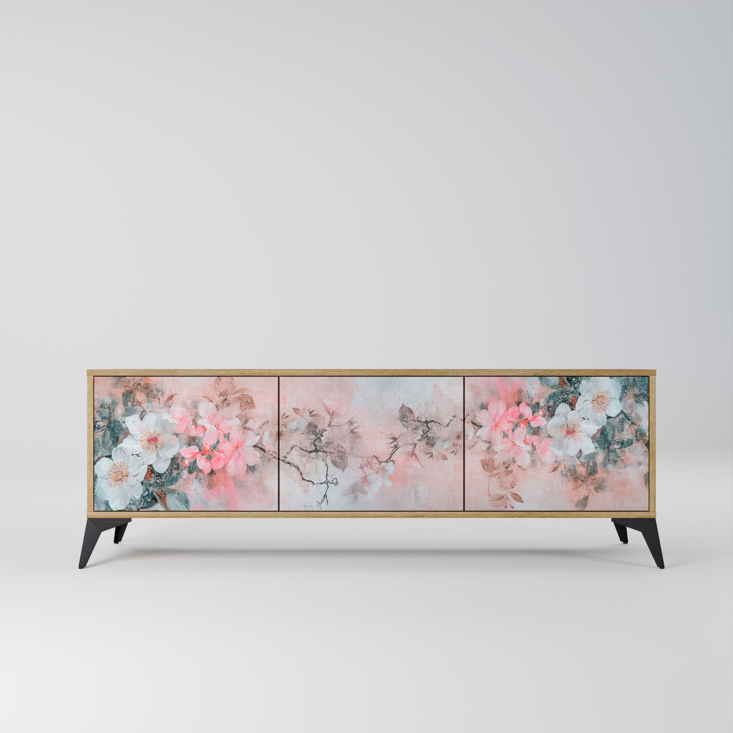 CHERRY BLOSSOM 3-Door TV Stand in Oak Effect