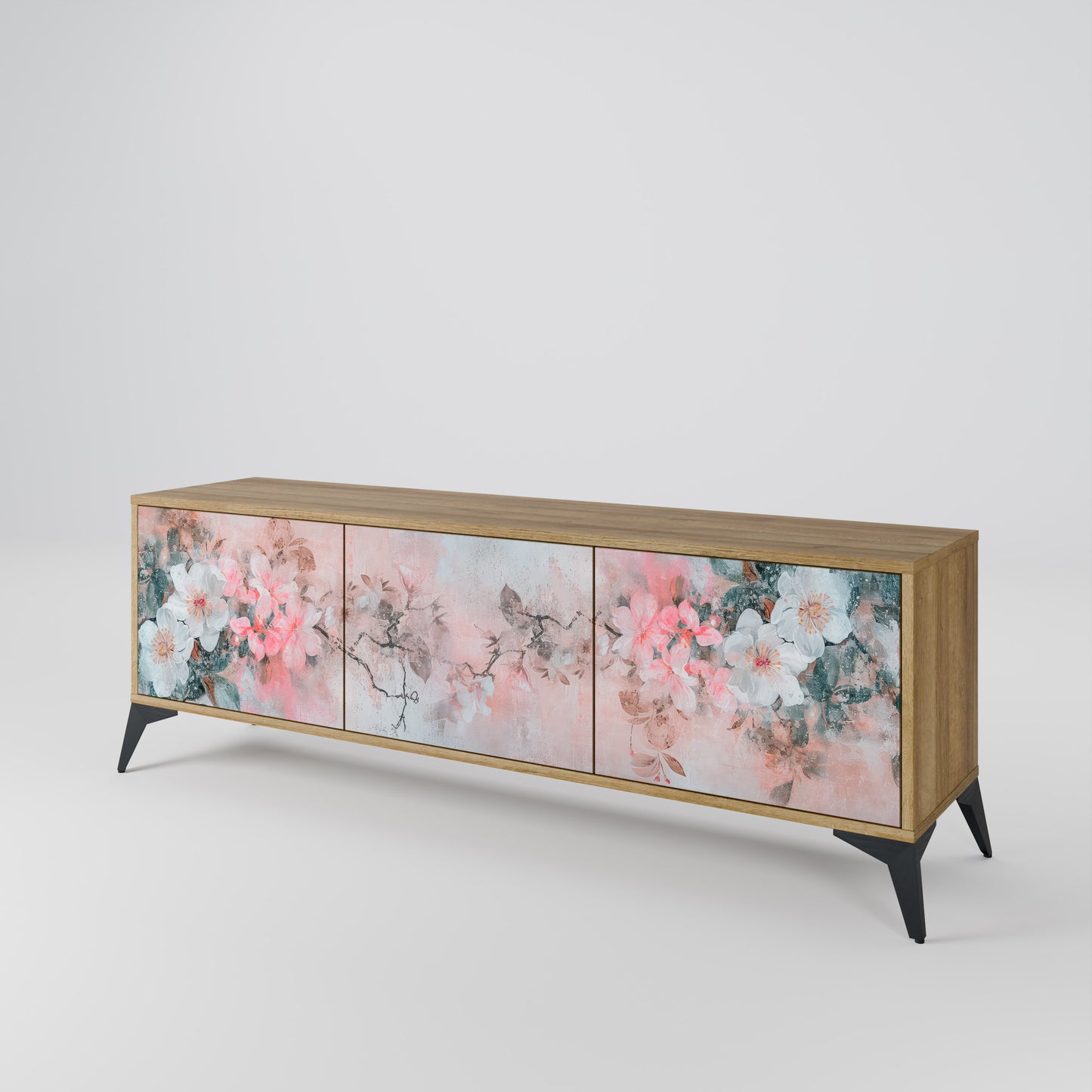 CHERRY BLOSSOM 3-Door TV Stand in Oak Effect