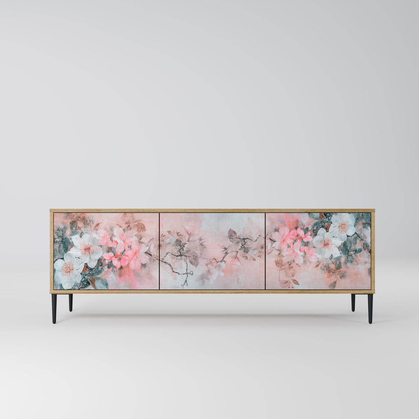 CHERRY BLOSSOM 3-Door TV Stand in Oak Effect