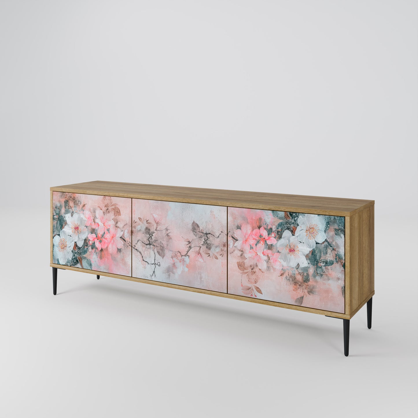 CHERRY BLOSSOM 3-Door TV Stand in Oak Effect
