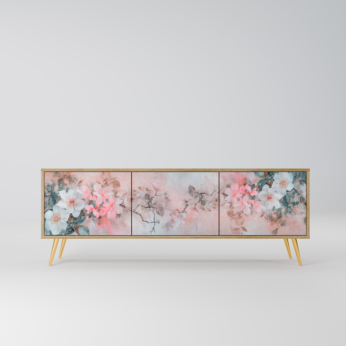 CHERRY BLOSSOM 3-Door TV Stand in Oak Effect