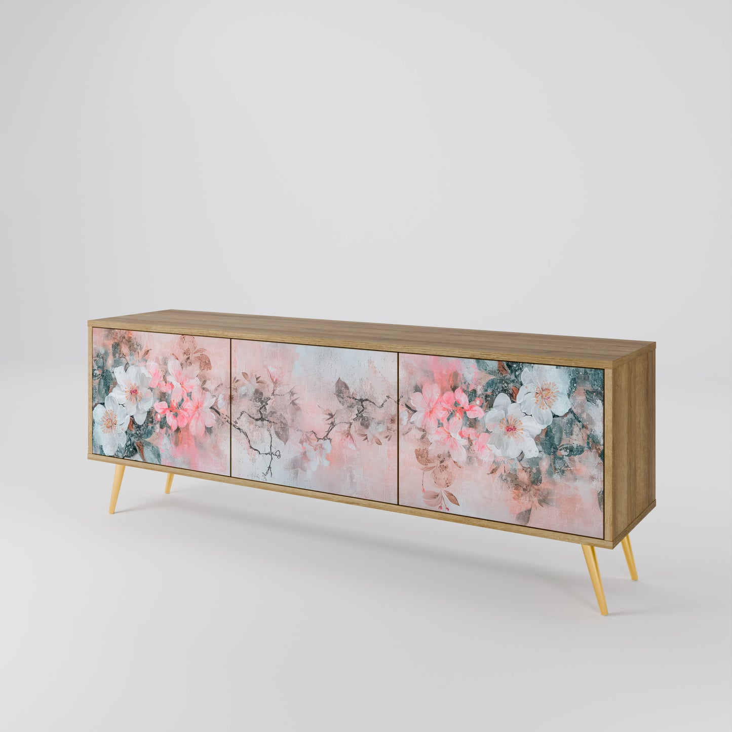 CHERRY BLOSSOM 3-Door TV Stand in Oak Effect