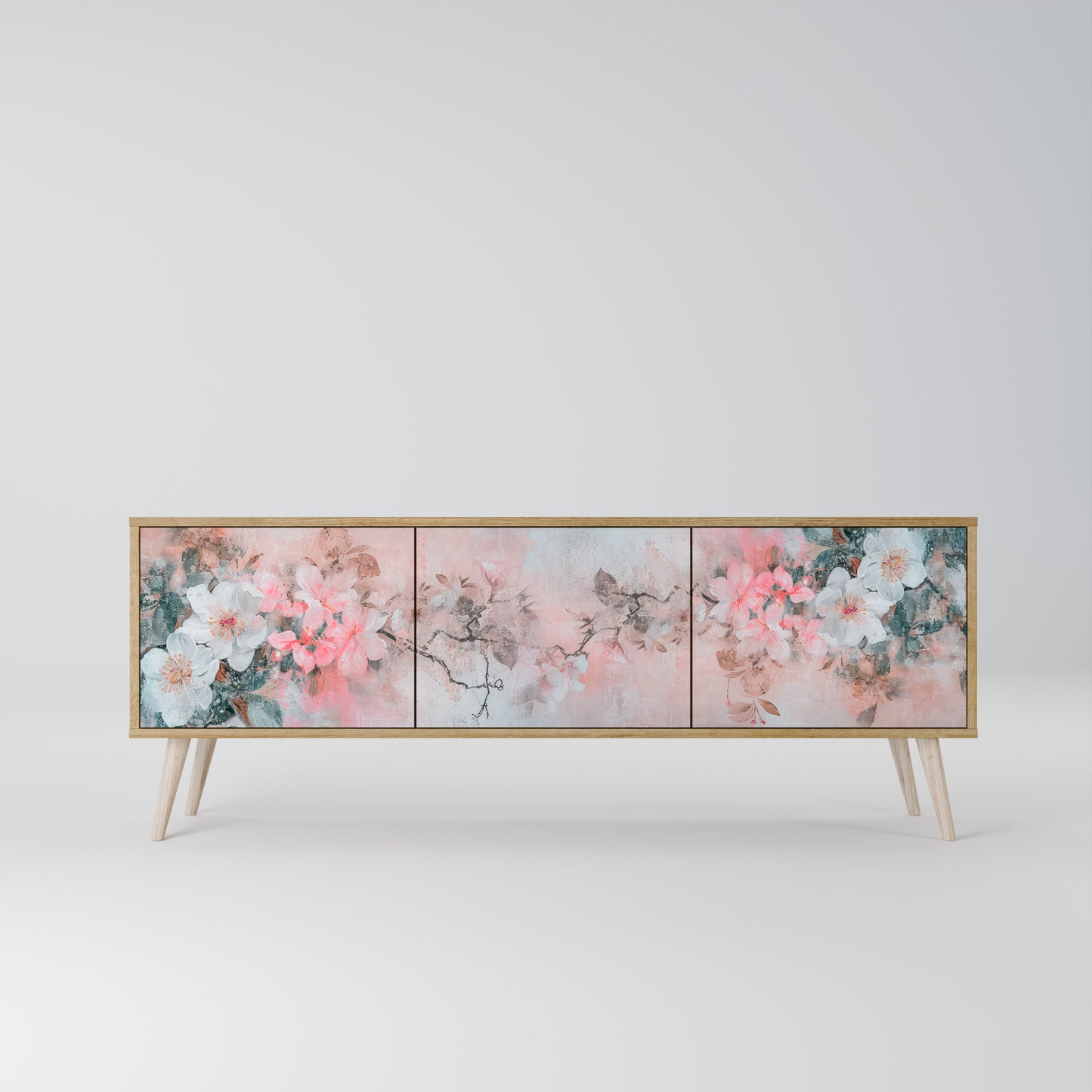 CHERRY BLOSSOM 3-Door TV Stand in Oak Effect