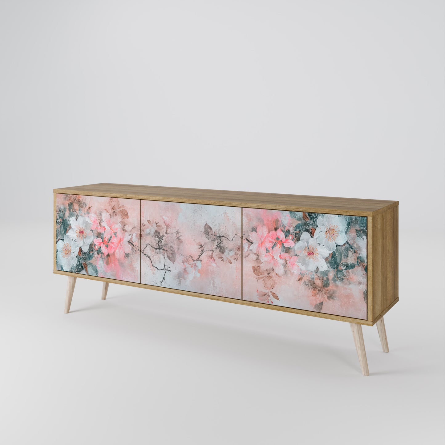 CHERRY BLOSSOM 3-Door TV Stand in Oak Effect
