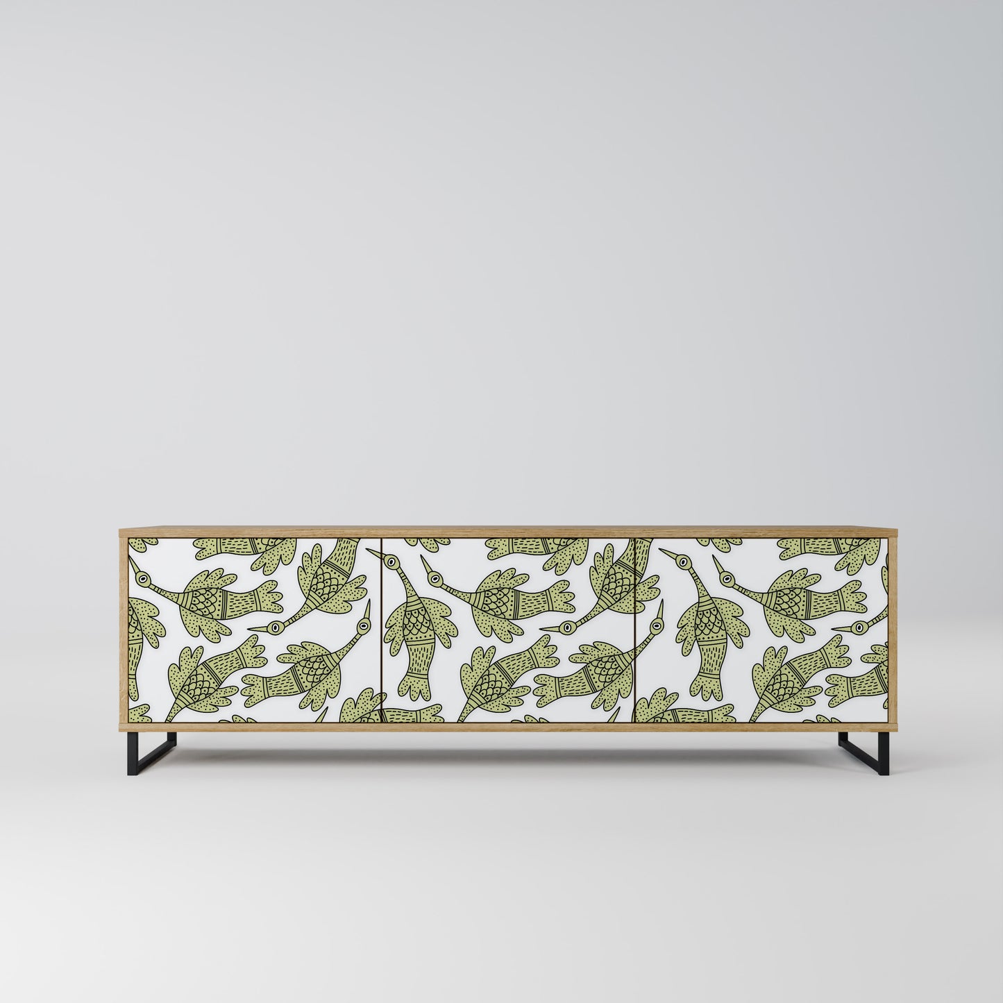 SEEDLING SONGBIRD 3-Door TV Stand in Oak Effect