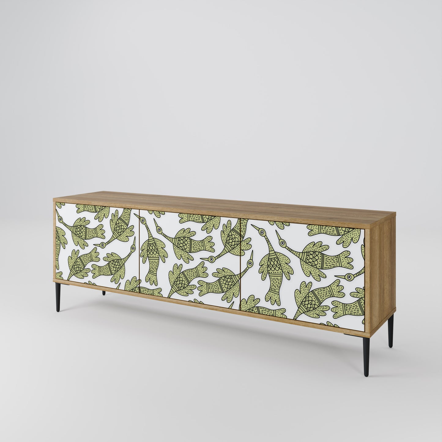 SEEDLING SONGBIRD 3-Door TV Stand in Oak Effect