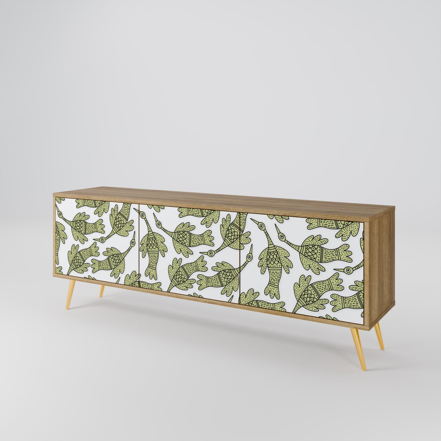 SEEDLING SONGBIRD 3-Door TV Stand in Oak Effect