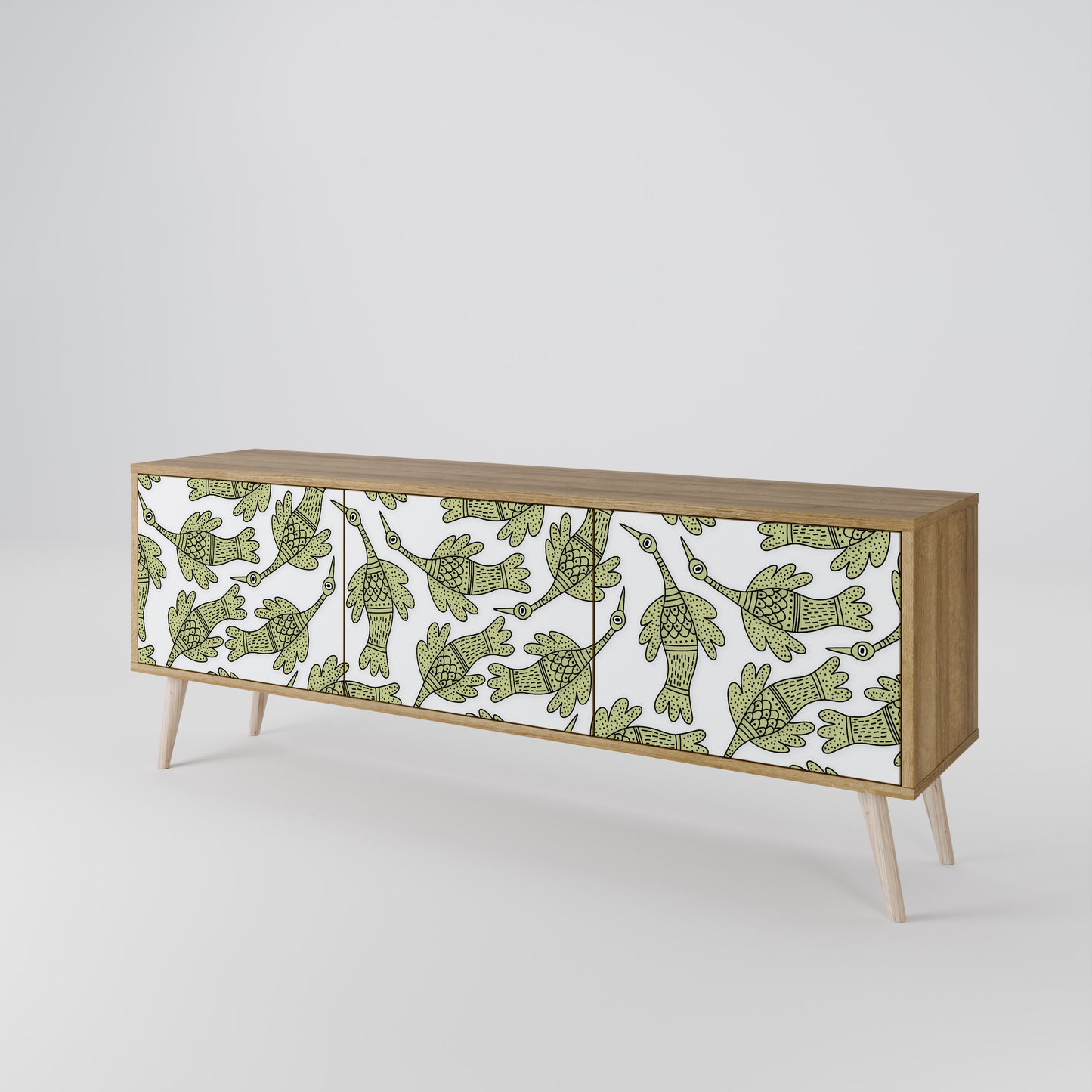SEEDLING SONGBIRD 3-Door TV Stand in Oak Effect