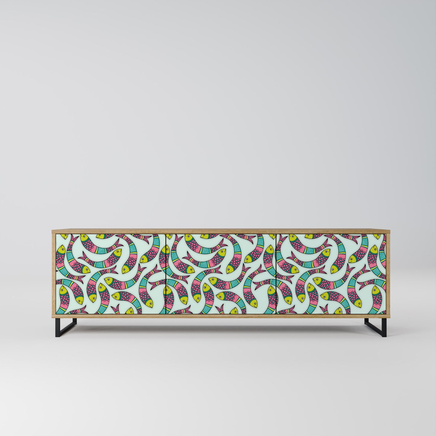 INDIAN FISH 3-Door TV Stand in Oak Effect
