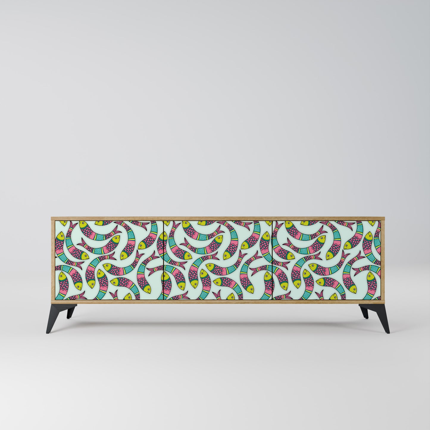 INDIAN FISH 3-Door TV Stand in Oak Effect
