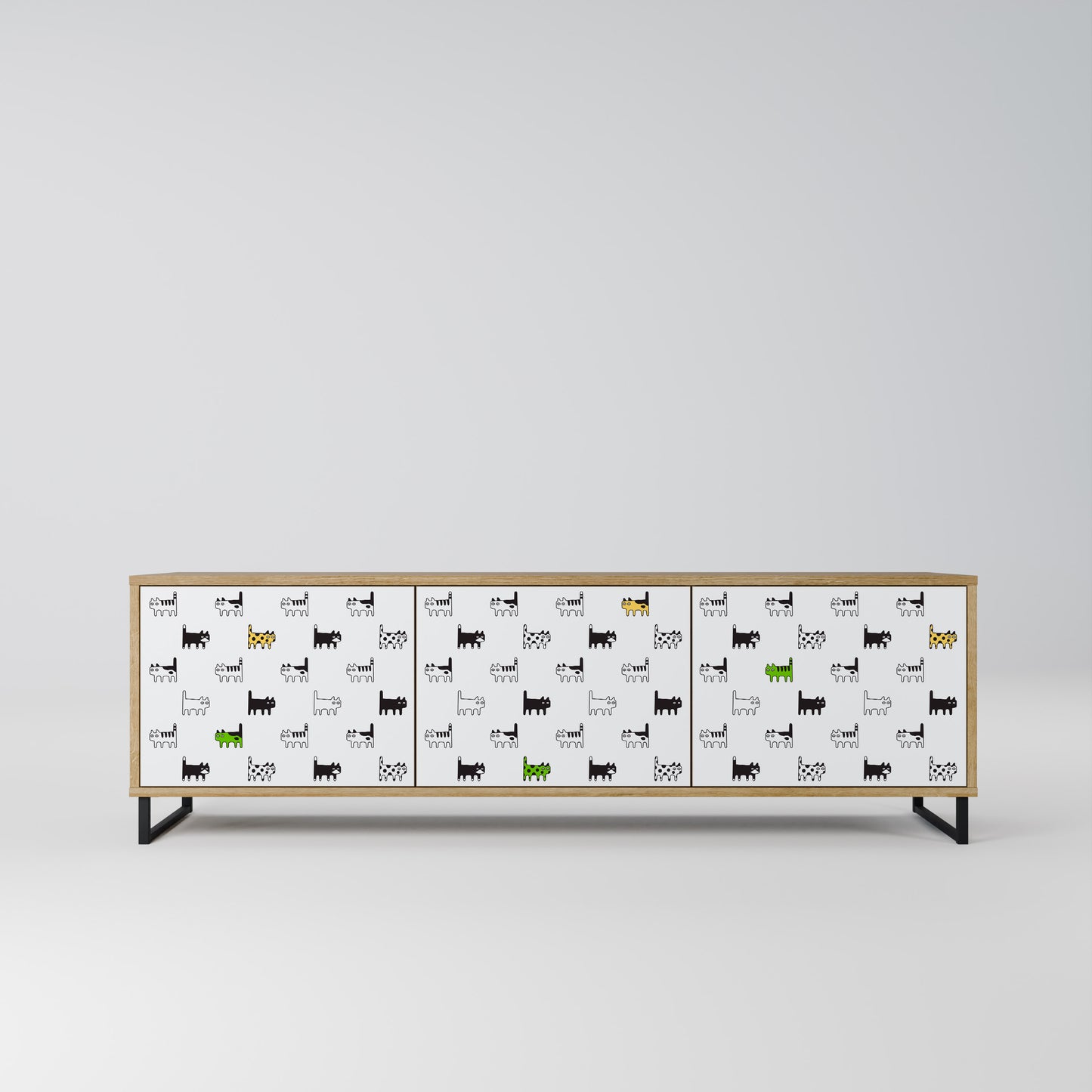 CATS COMPILATION 3-Door TV Stand in Oak Effect