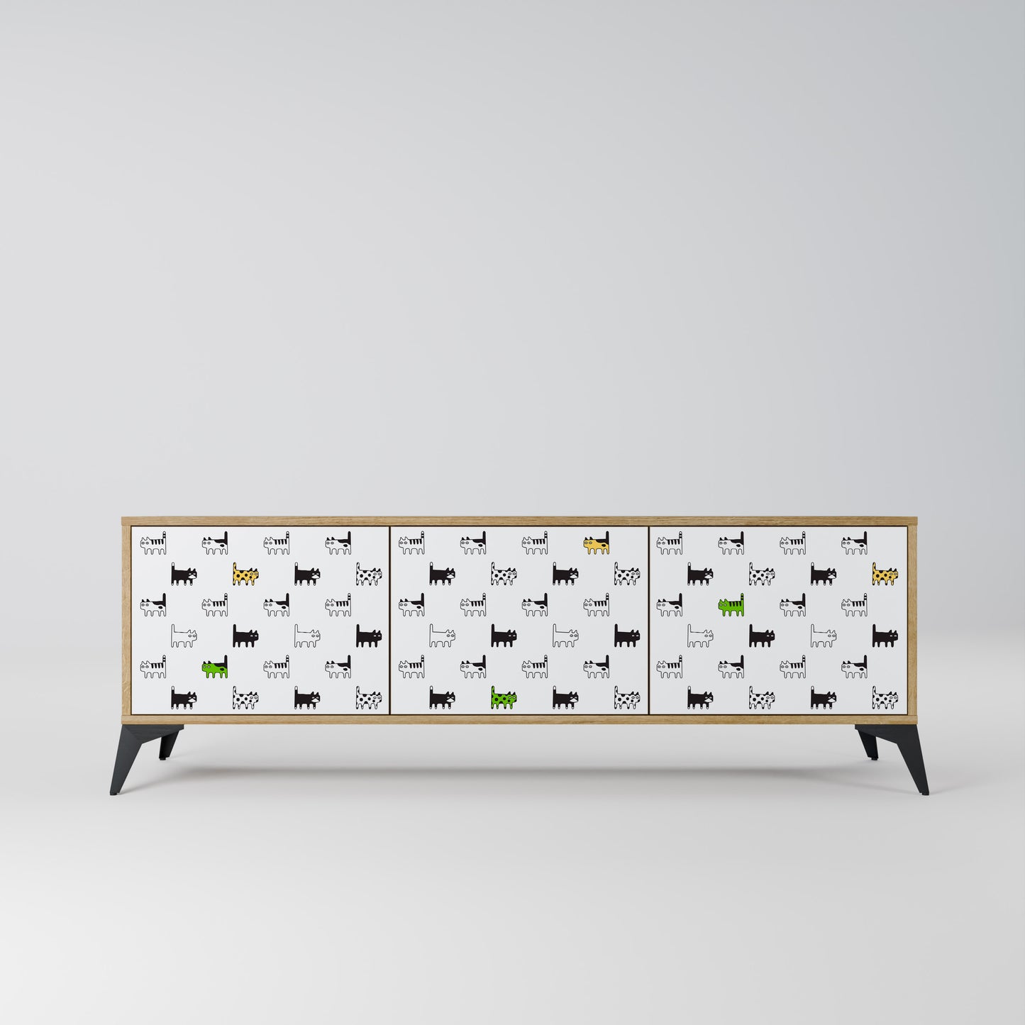 CATS COMPILATION 3-Door TV Stand in Oak Effect