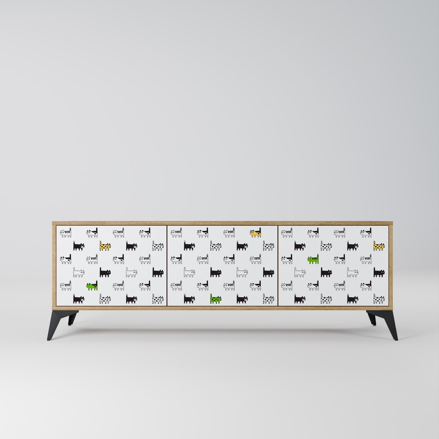 CATS COMPILATION 3-Door TV Stand in Oak Effect