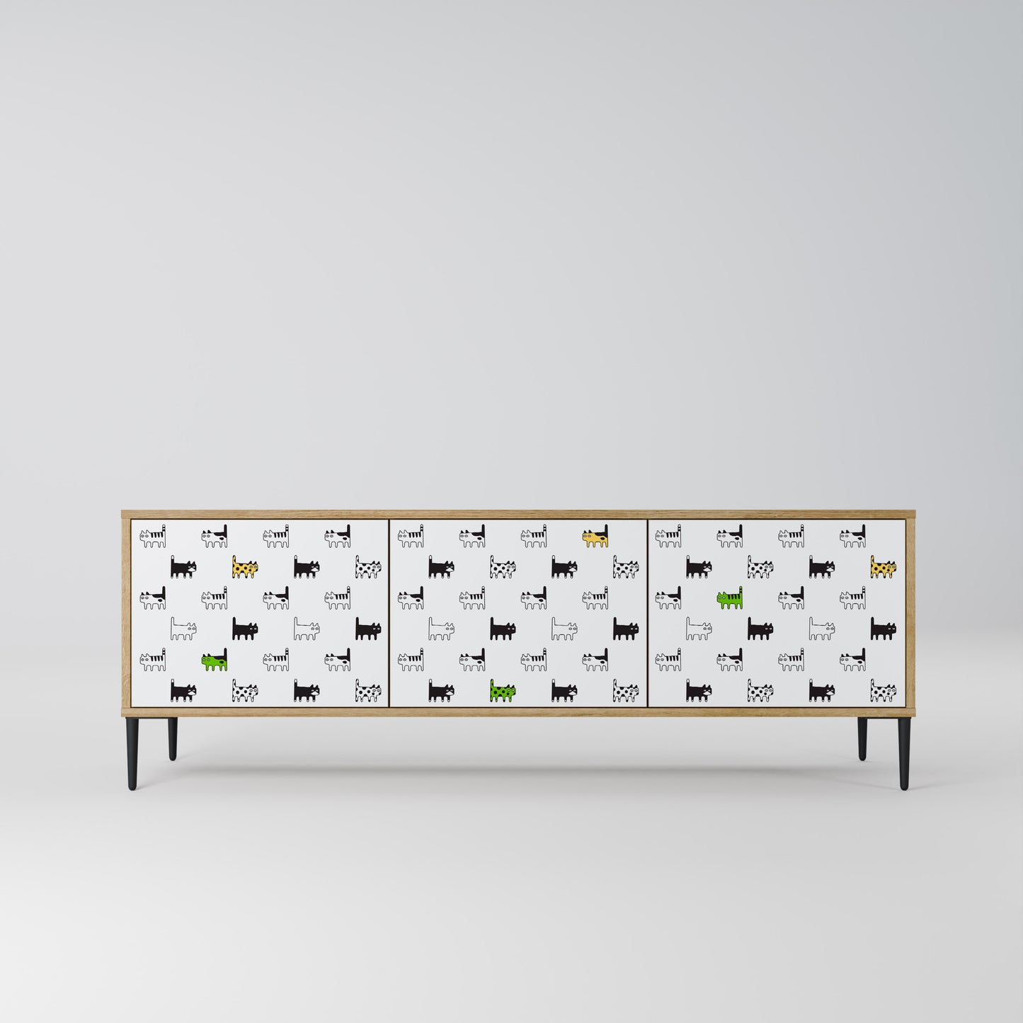CATS COMPILATION 3-Door TV Stand in Oak Effect